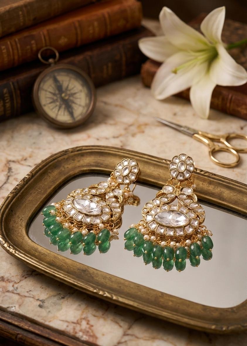 IVORY GREEN ELEGANCE EARRINGS