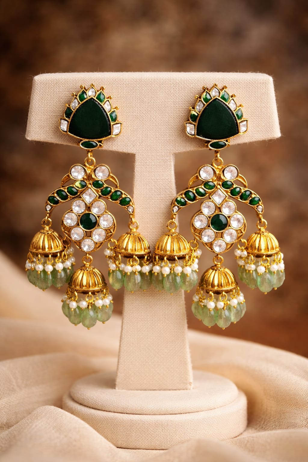 TRIPLE-DOME JHUMKA EARRINGS