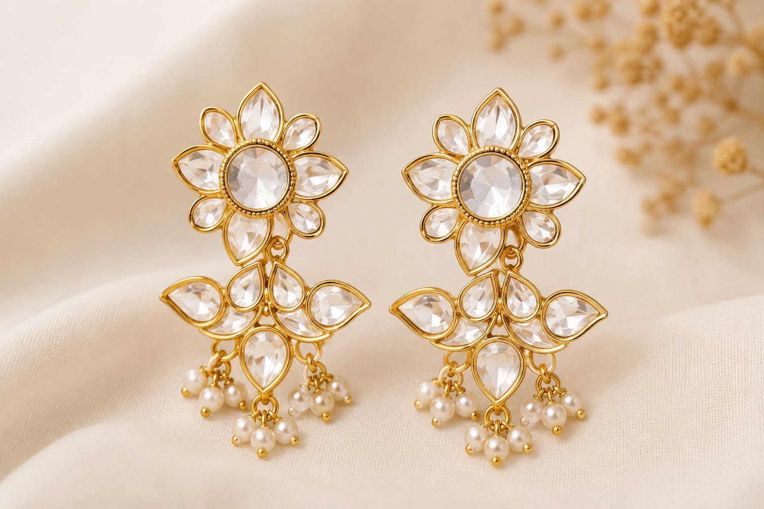 POLKI LOTUS EARRING