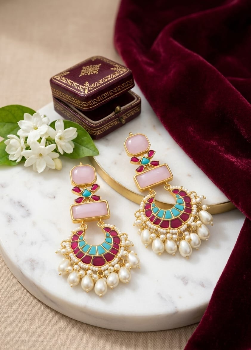 ROYAL GULAABI CHANDBALI EARRINGS