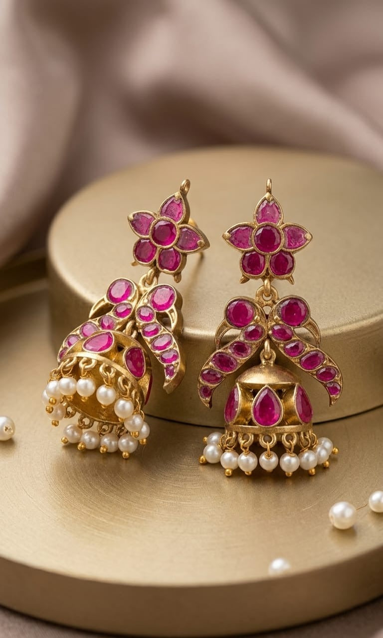 PINK PEACOCK JHUMKI