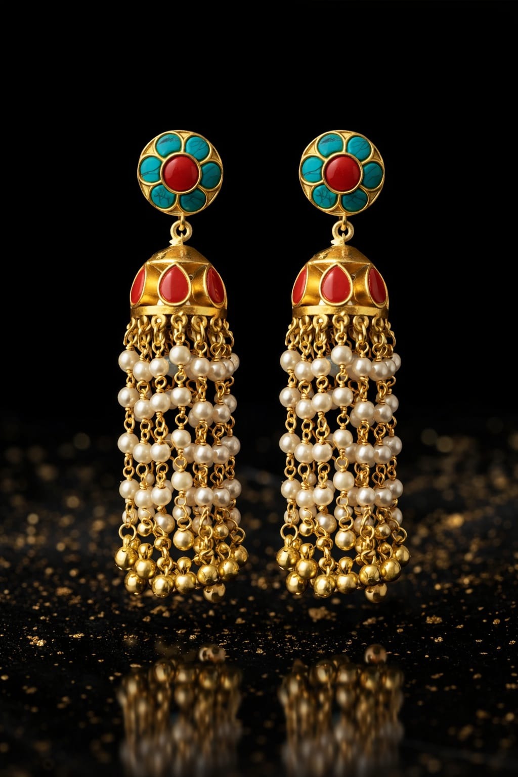 TURQUOISE JHAROKHA JHUMKI