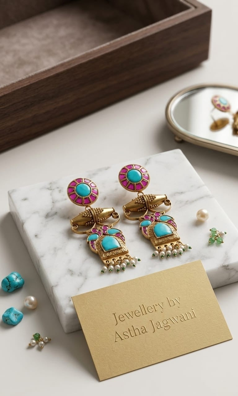 TURQUOISE MEENAKARI EARRING