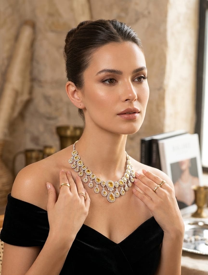 The Solis Diamond & Canary Drop Necklace