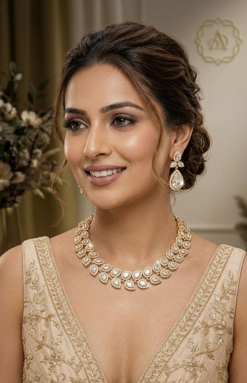 DIAMOND AND MOSSANITE NECKLACE SET