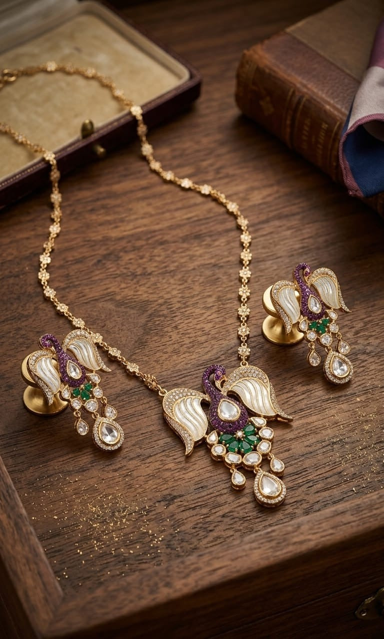 The Mayura Enamel & Polki Heritage Set