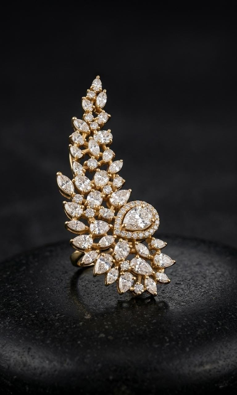 The Celestial Wave Diamond Statement Ring