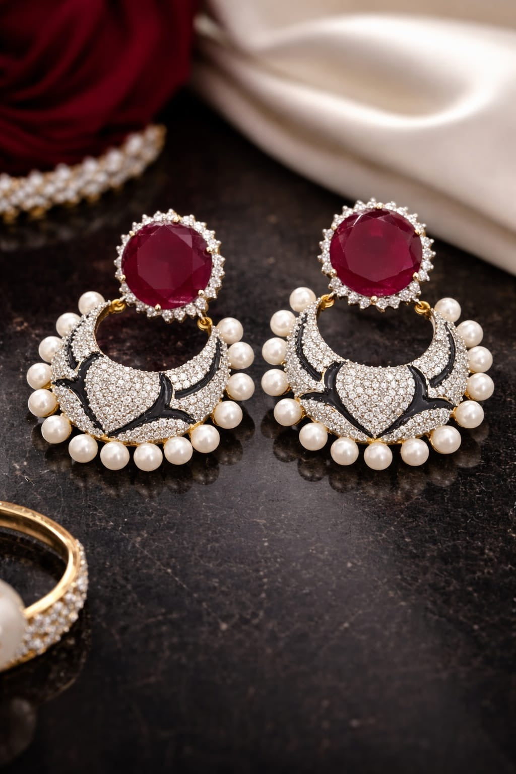RUBY DIAMOND CHANDBALI STUD