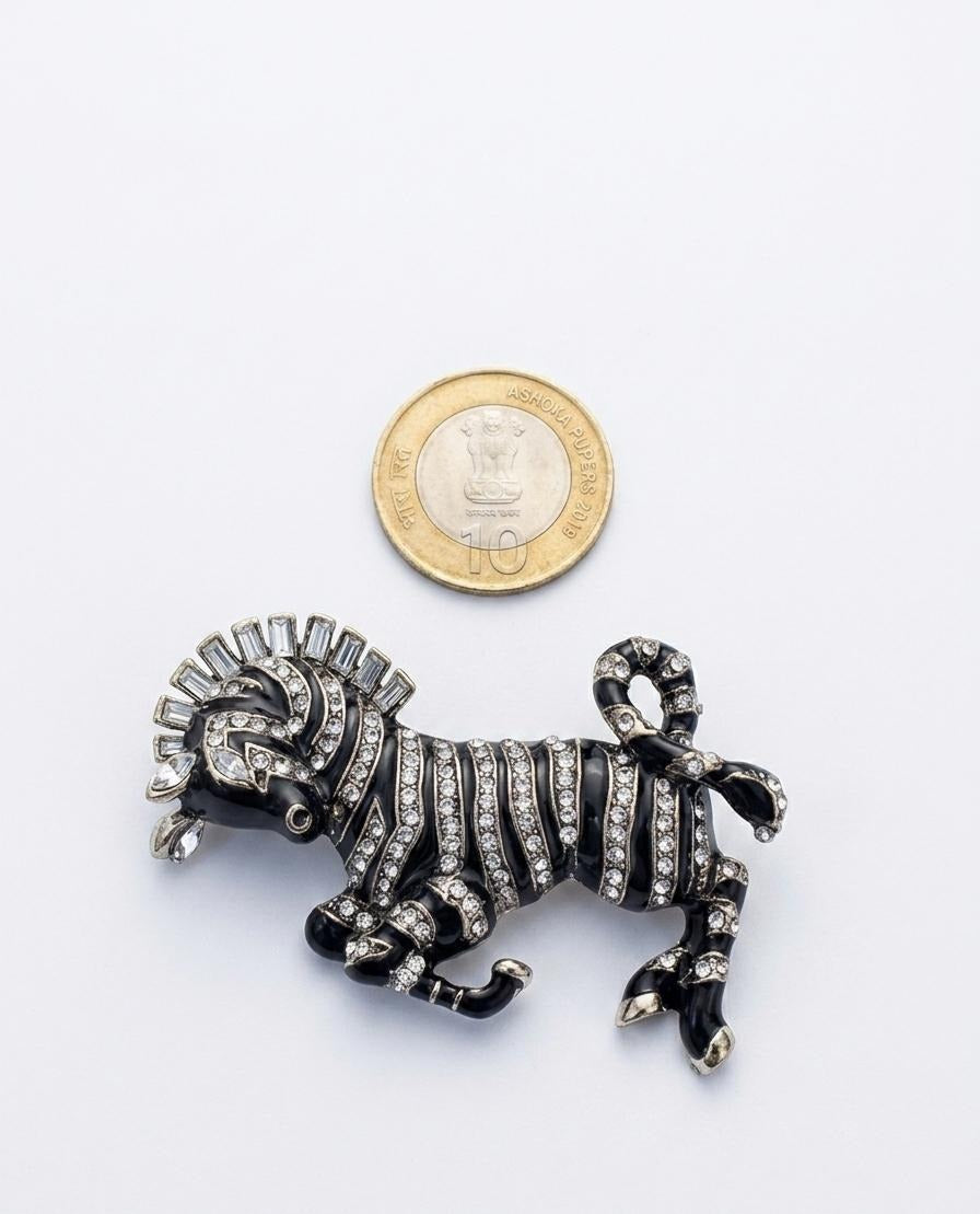 The Serengeti Noir Crystal Zebra Brooch