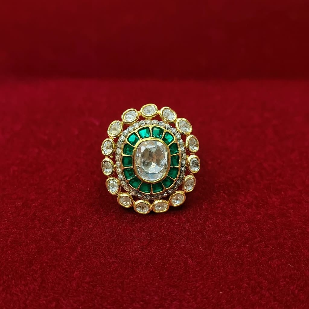 The Firdaus Emerald & Polki Cocktail Ring