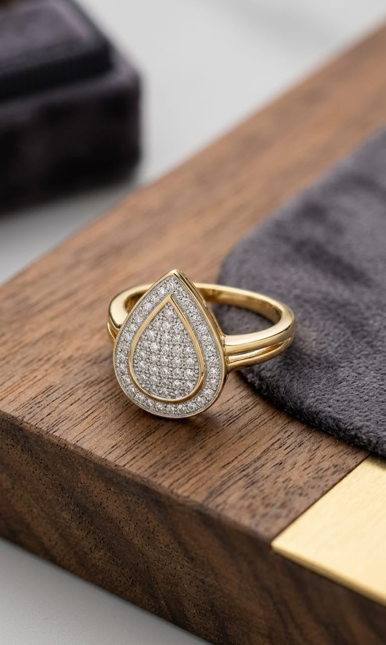 The Sia Pavé Pear Ring