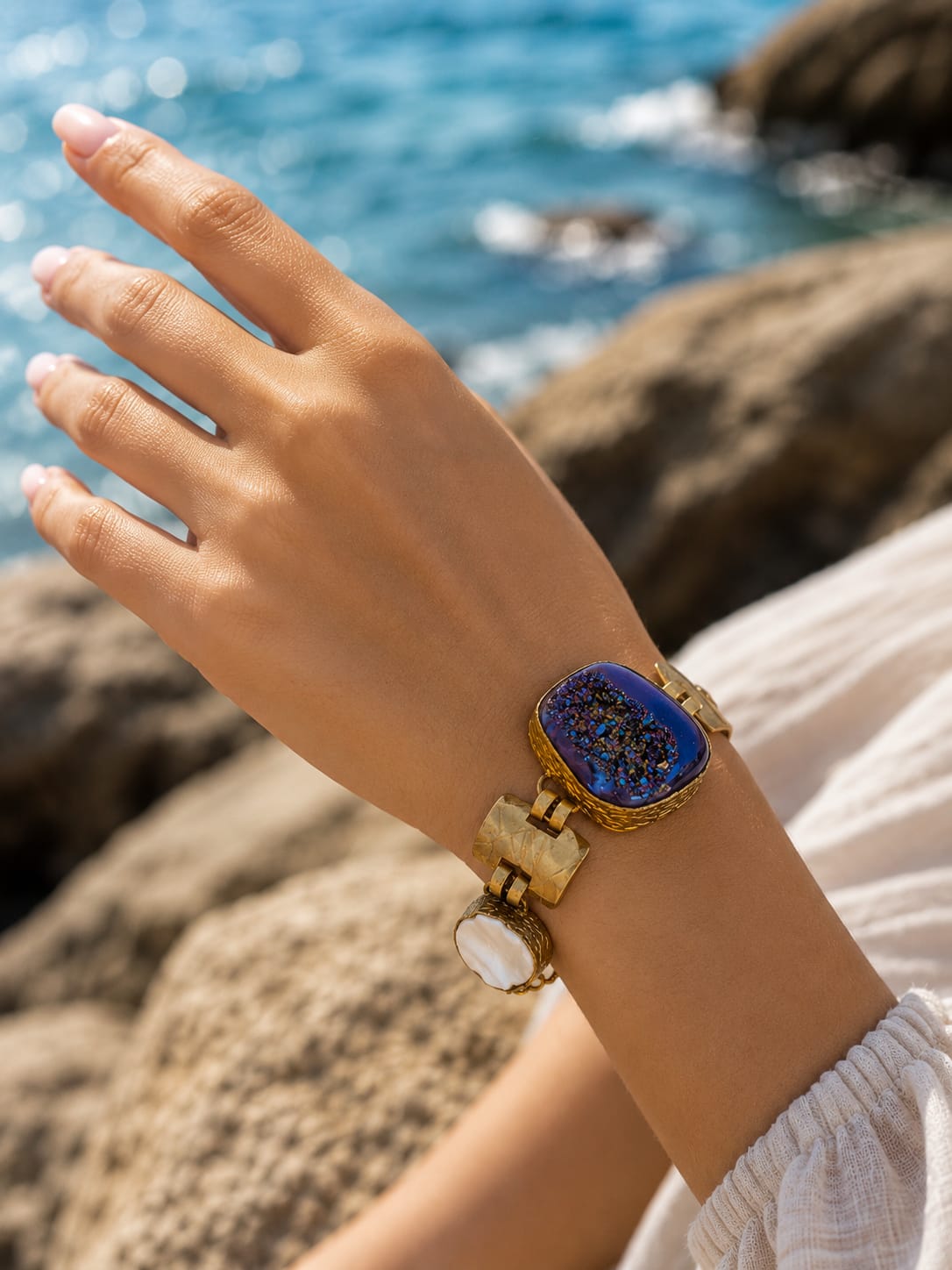 Midnight Azure Druzy Statement Bracelet