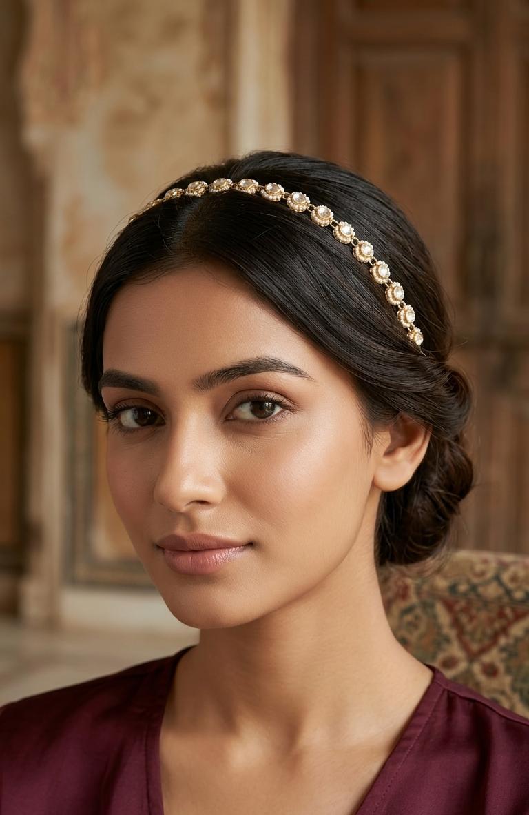 The Aadrika Pearl & Kundan Matha Patti IN 925 SILVER