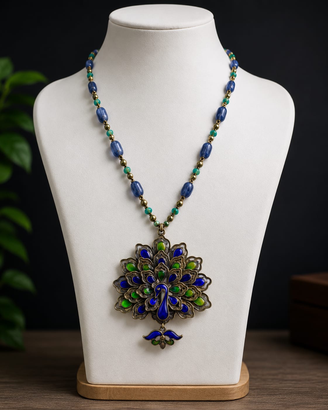 Vibrant Peacock Motif Filigree Necklace IN 925 SILVER