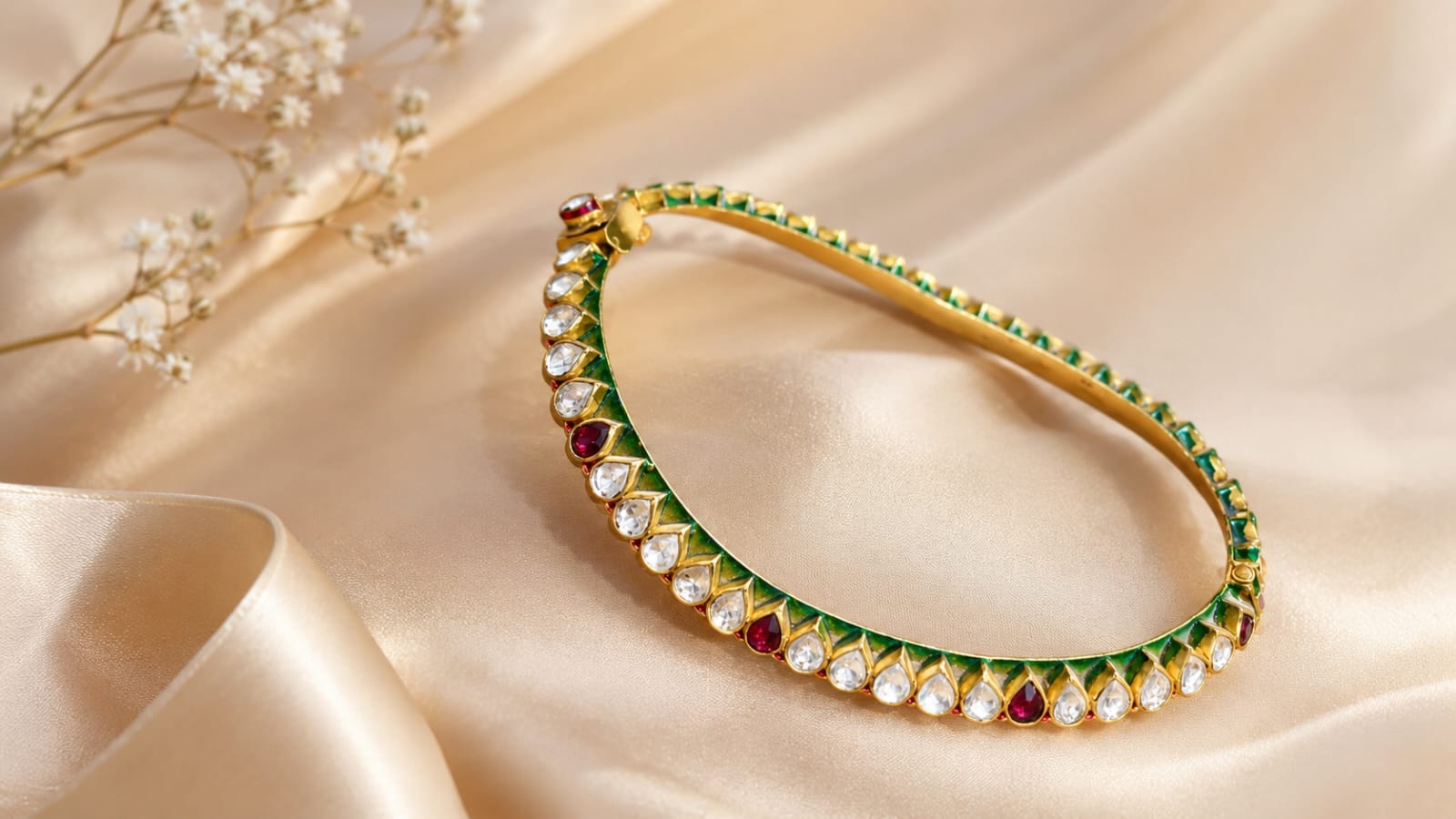 Traditional Meenakari Kundan Anklet