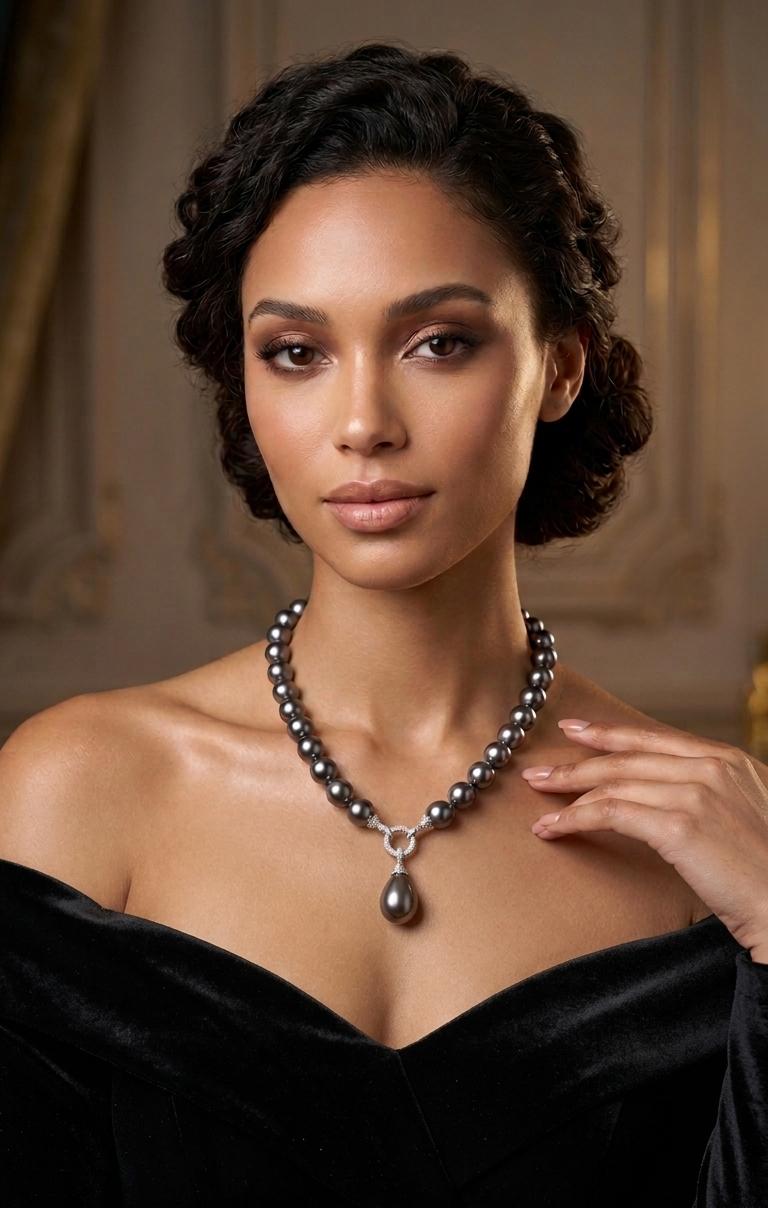Tahitian Pearl and Diamond Statement Necklace