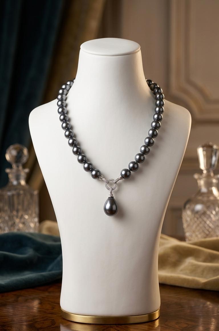 Tahitian Pearl and Diamond Statement Necklace