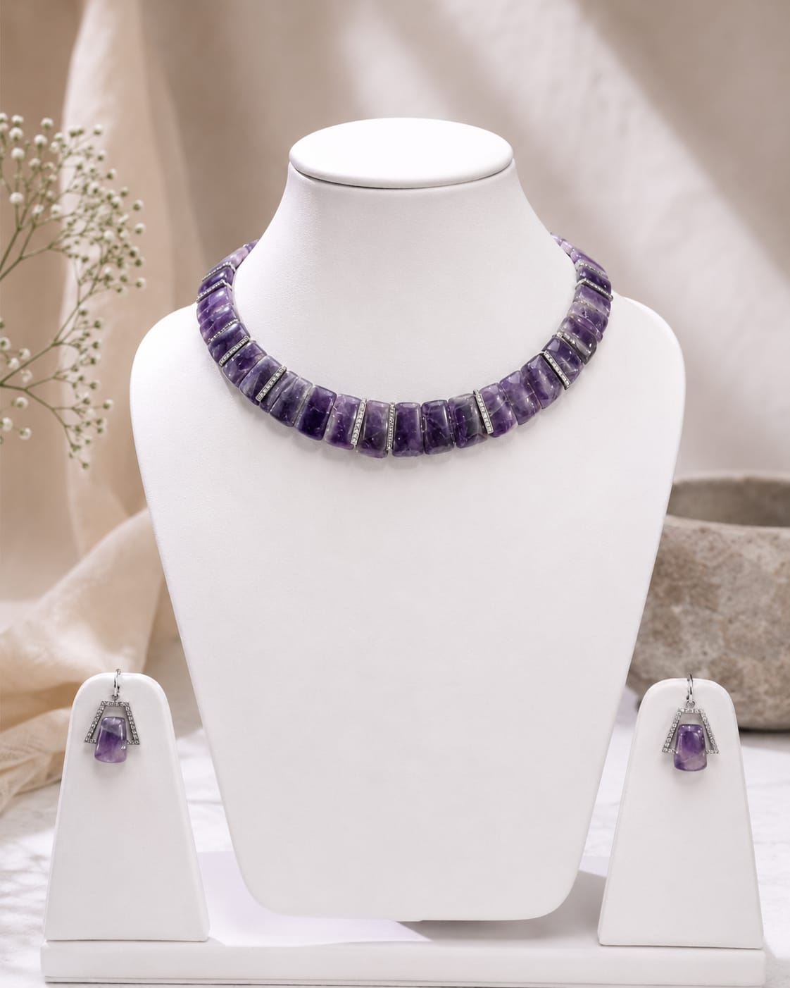Regal Amethyst & Silver Statement Set IN 925 SILVER
