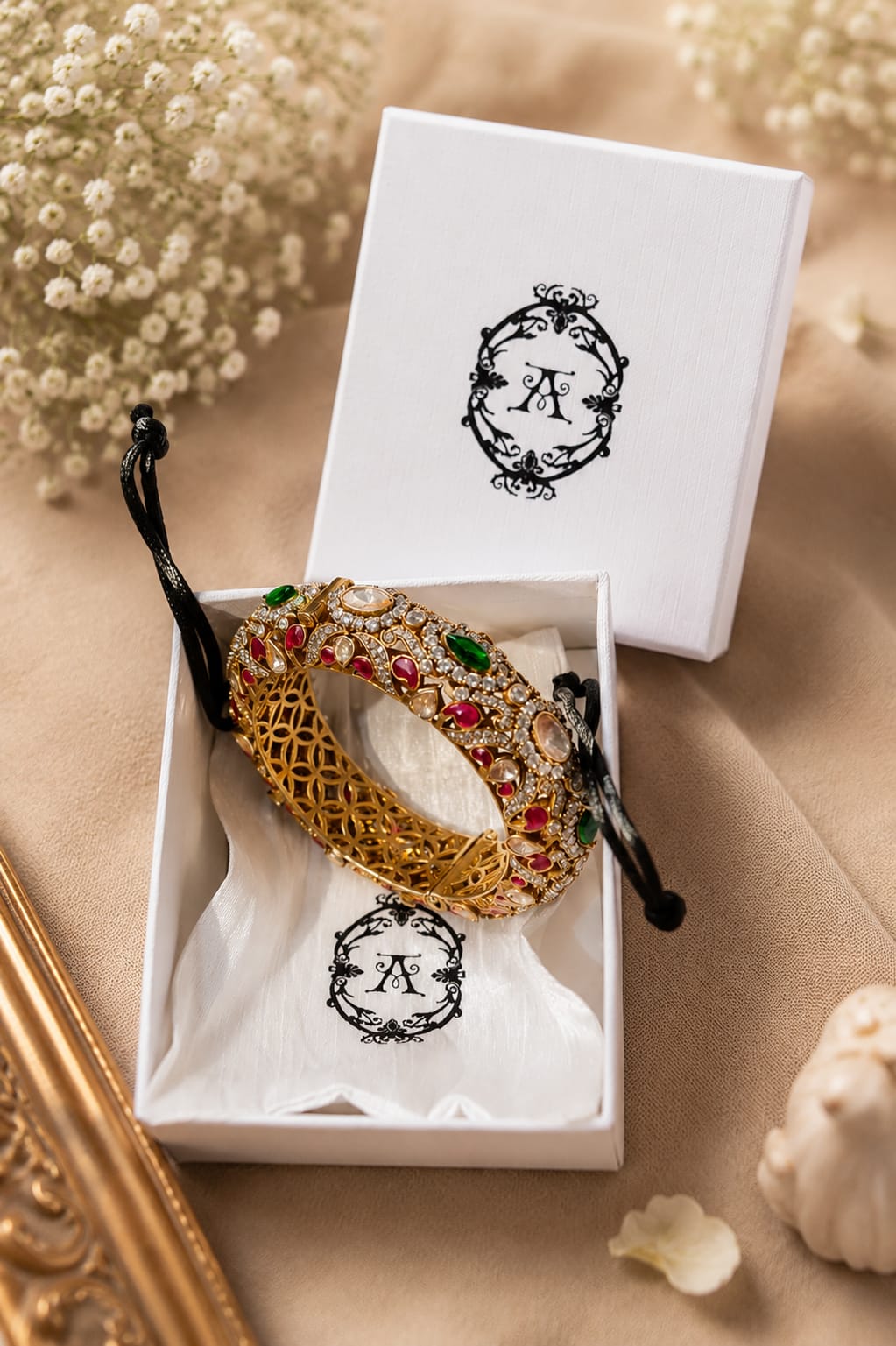 The Navratan Heritage Kada – Vintage Antique-Finish Silver Bangle