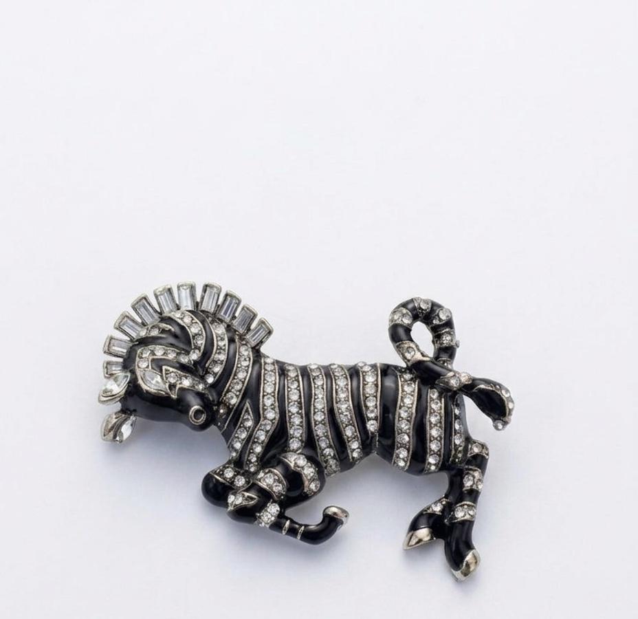 The Serengeti Noir Crystal Zebra Brooch