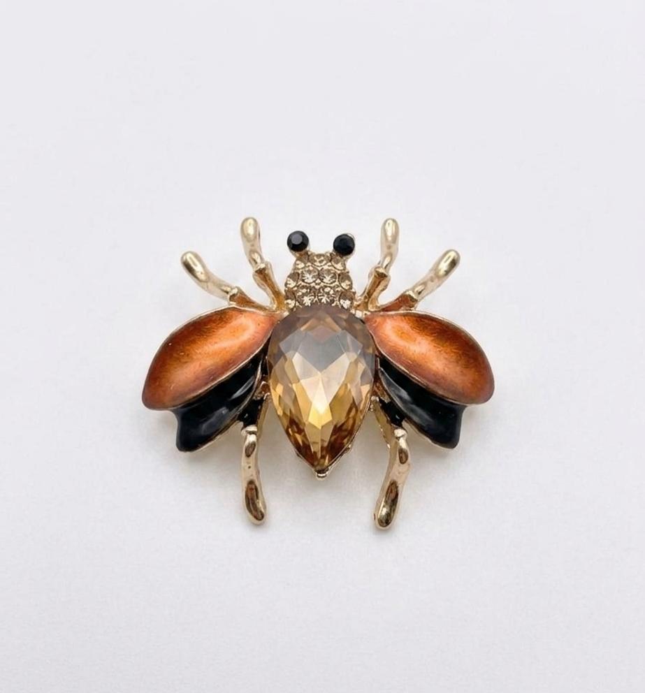 The Amber Luminary Beetle Brooch