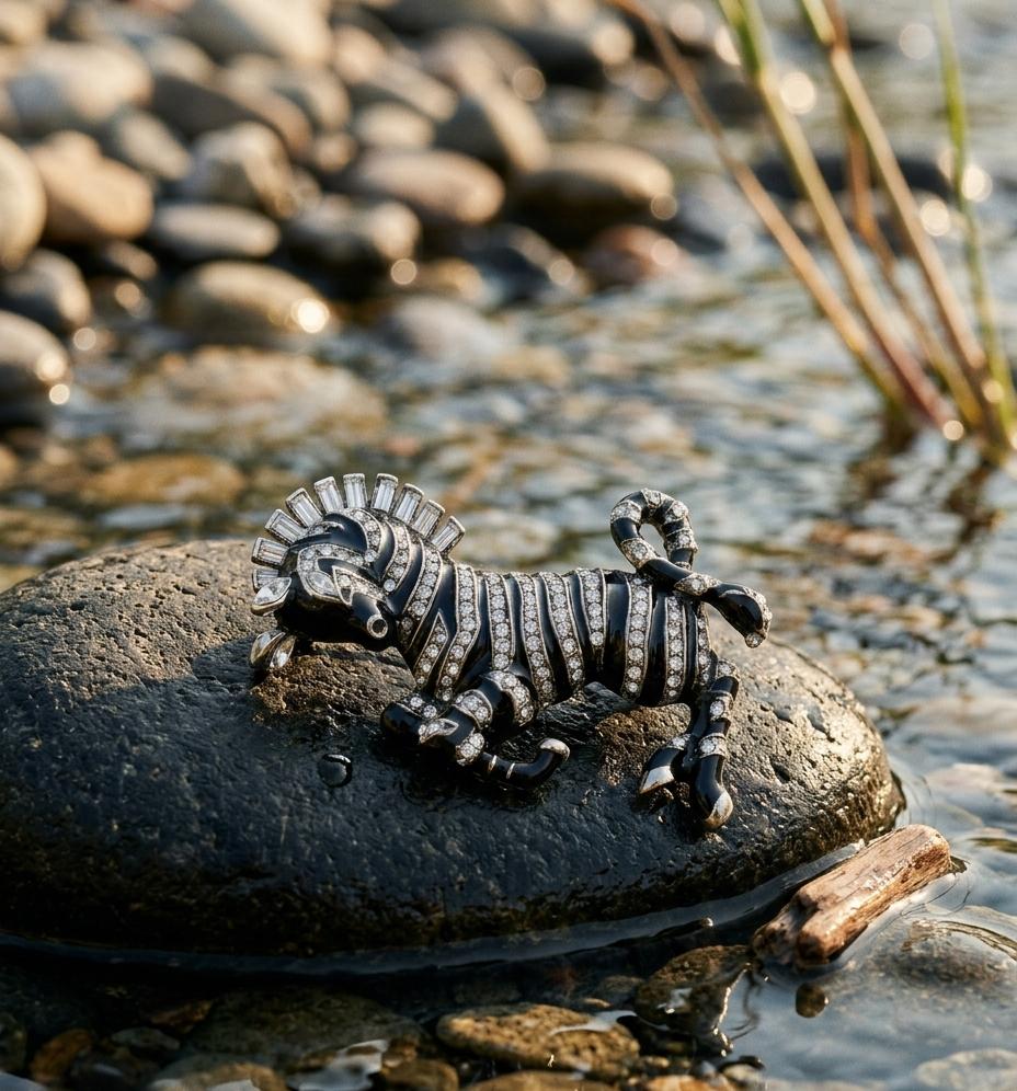 The Serengeti Noir Crystal Zebra Brooch