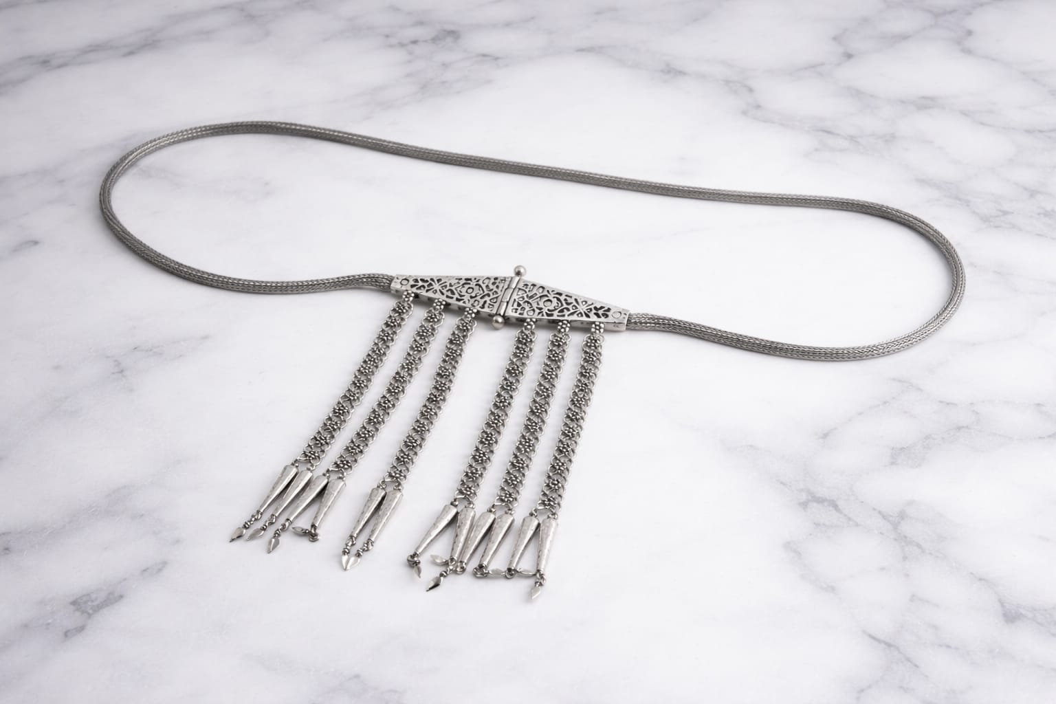 Silver Heritage Chain Tassel Waist Belt IN 925 SILVER