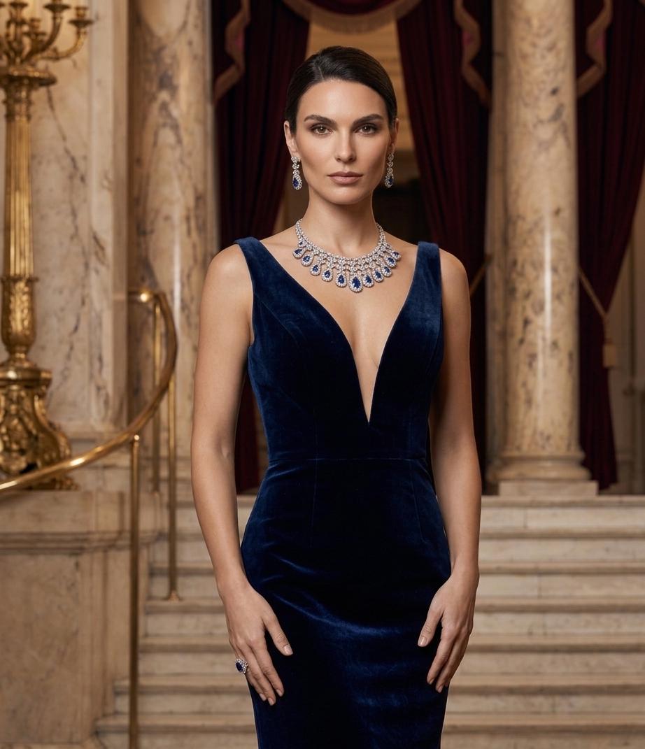 Royal Sapphire Elegance Silver Necklace Set IN 925 SILVER