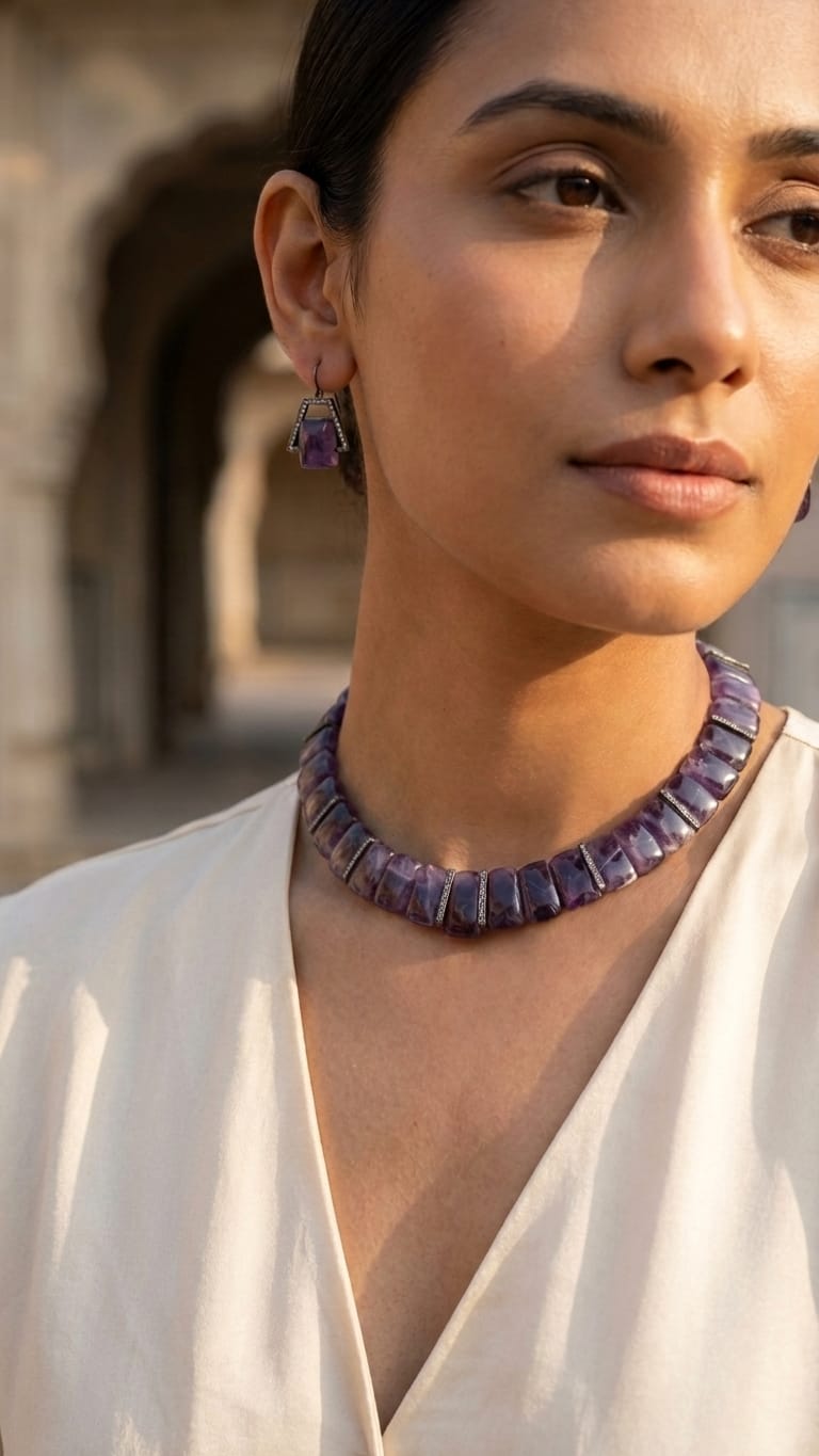 Regal Amethyst & Silver Statement Set IN 925 SILVER