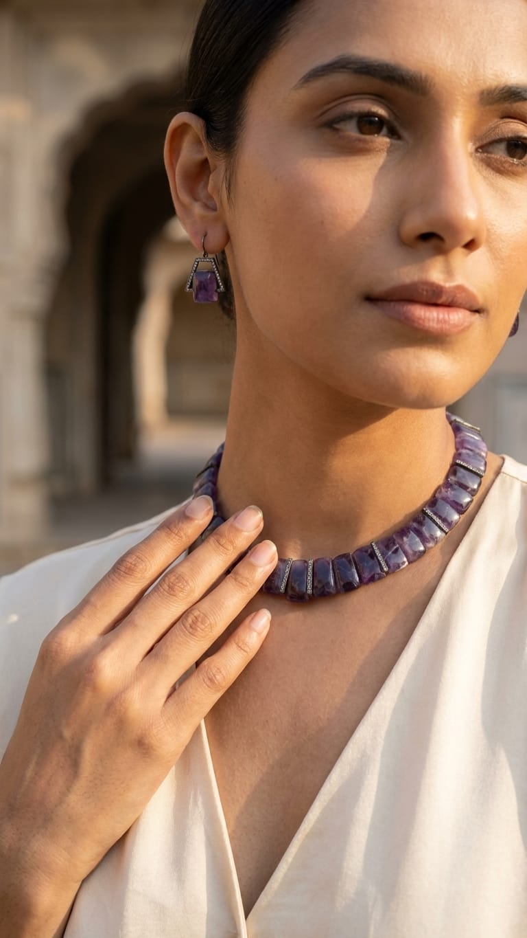 Regal Amethyst & Silver Statement Set IN 925 SILVER