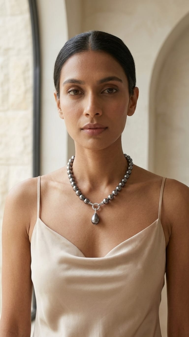 Tahitian Pearl and Diamond Statement Necklace