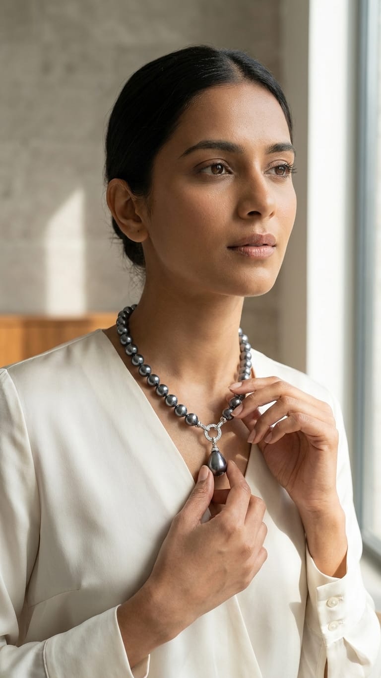 Tahitian Pearl and Diamond Statement Necklace