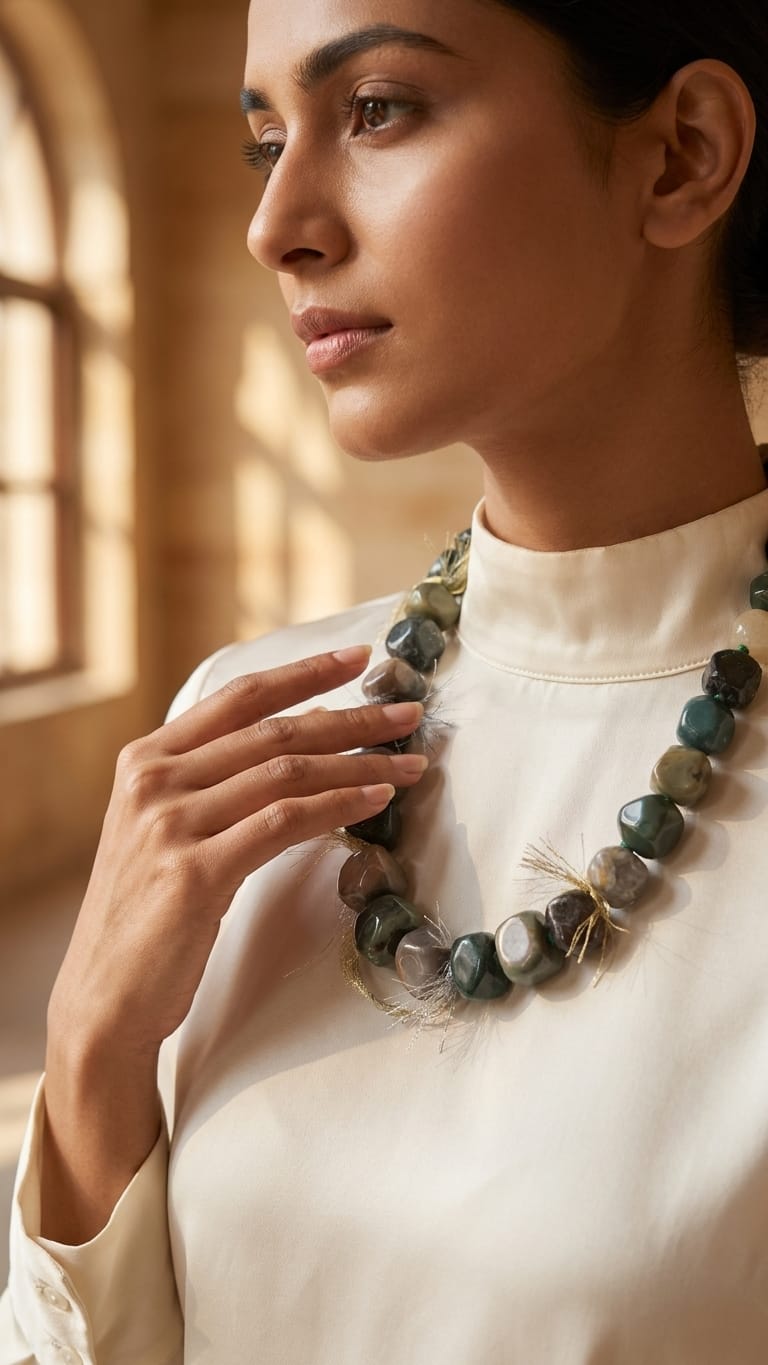 Earthstone AGATES Elegance Beaded Necklace