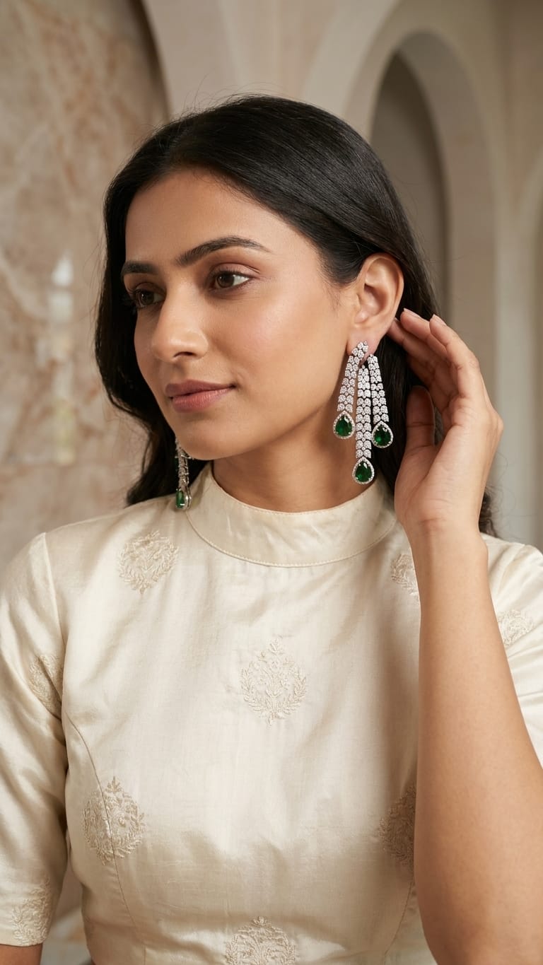 Drop Pavé Three-Tier Cascade Earrings IN 925 SILVER