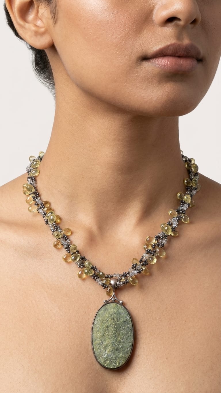 Sunlit Shore Lemon Druzy Pendant Necklace in 925 Sterling Silver