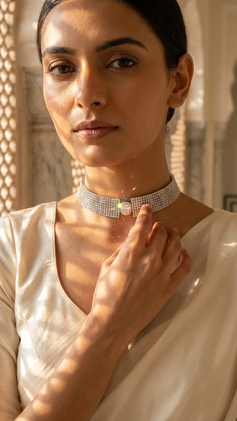 Celestial Spark Diamond Choker IN 925 SILVER