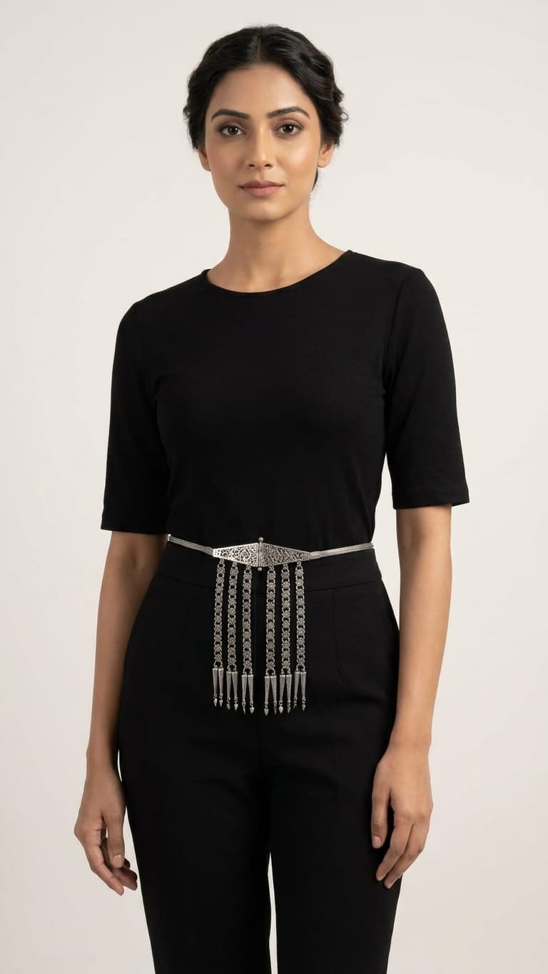 Silver Heritage Chain Tassel Waist Belt IN 925 SILVER