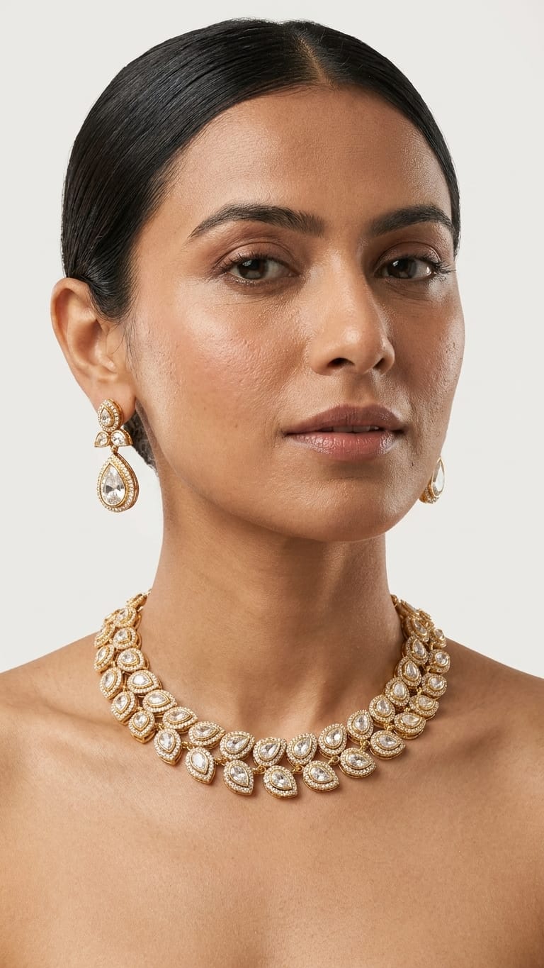 DIAMOND AND MOSSANITE NECKLACE SET
