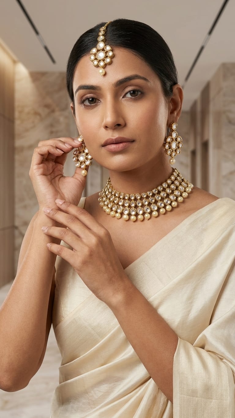 DEWDROP PEARL KUNDAN NECKLACE SET