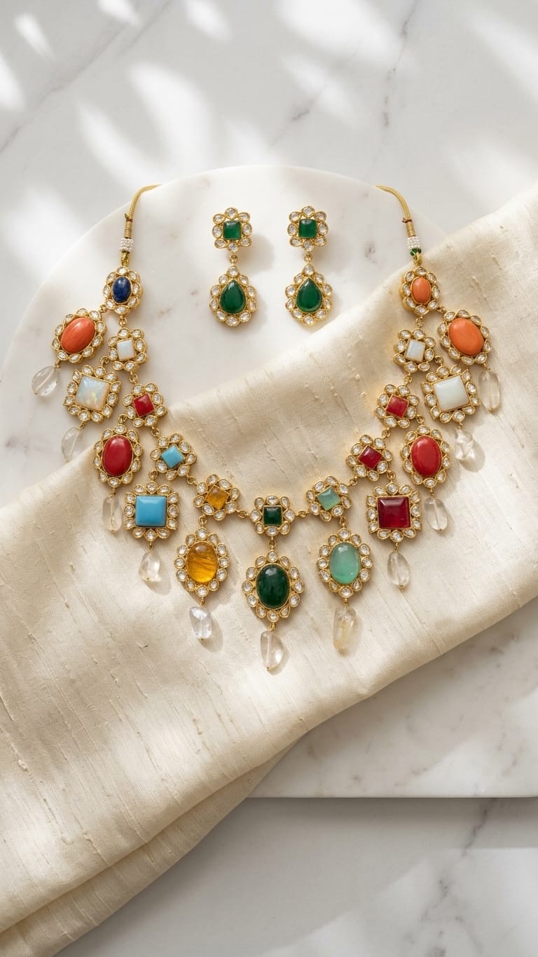 NAVRATNA BLOSSOM NECKLACE