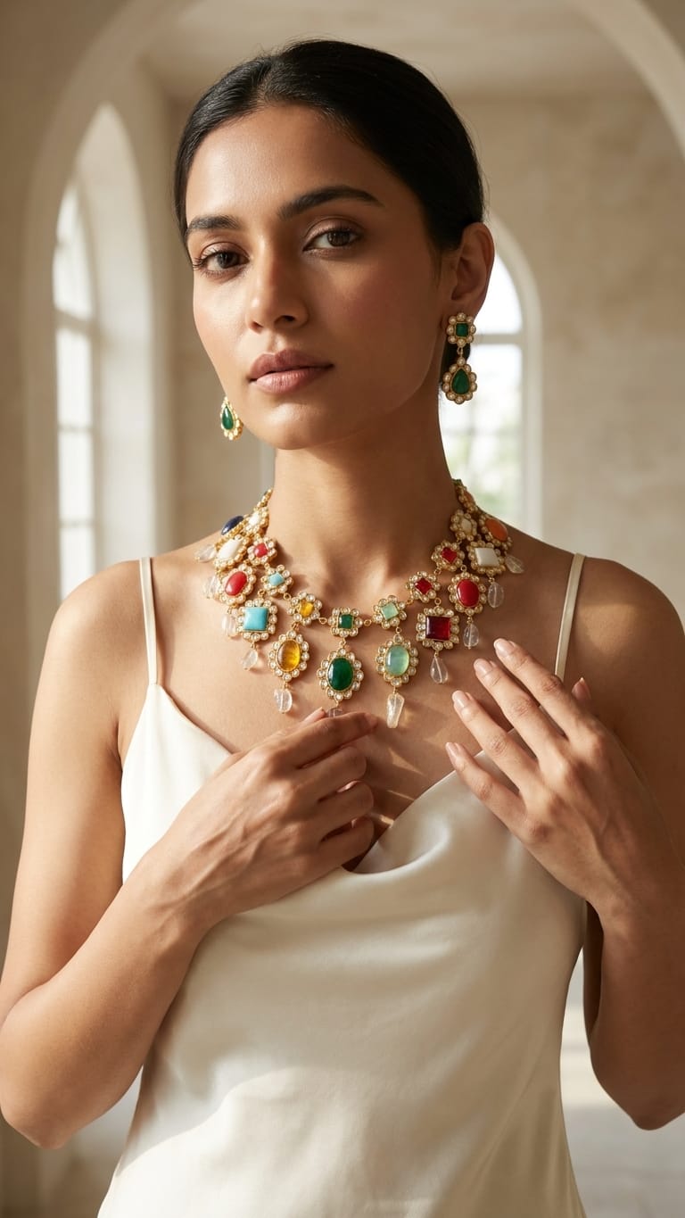 NAVRATNA BLOSSOM NECKLACE