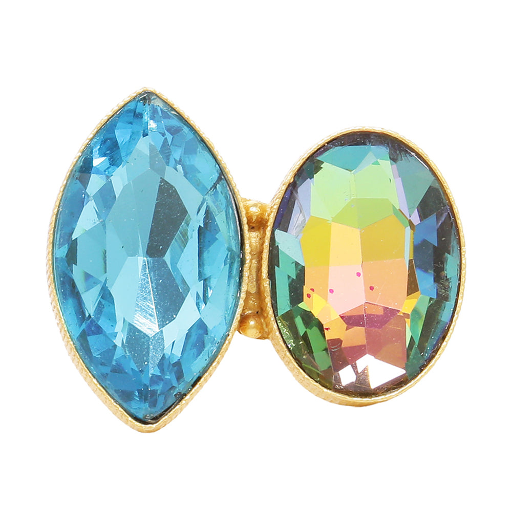 HOLOGRAPHIC & BLUE CRYSTAL RING