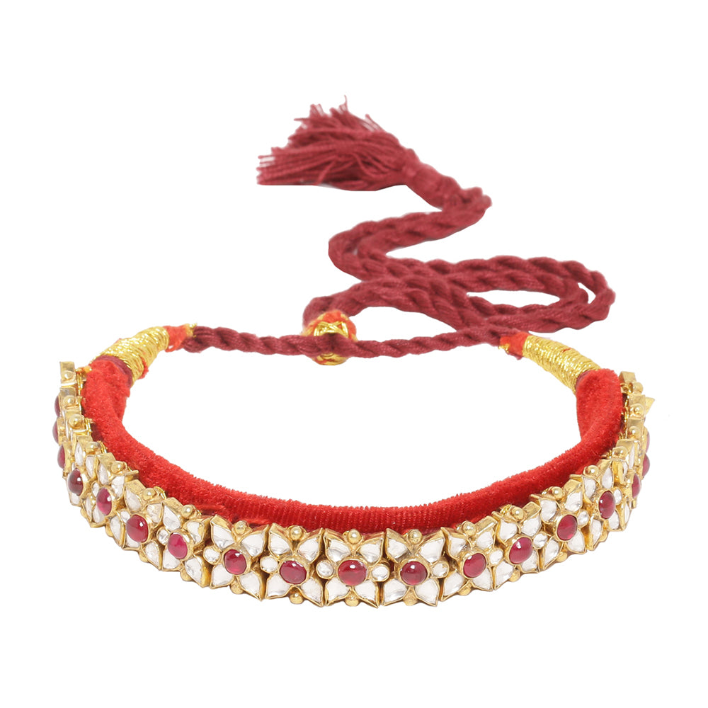 RED THREAD CHOKER WITH EARRINGS