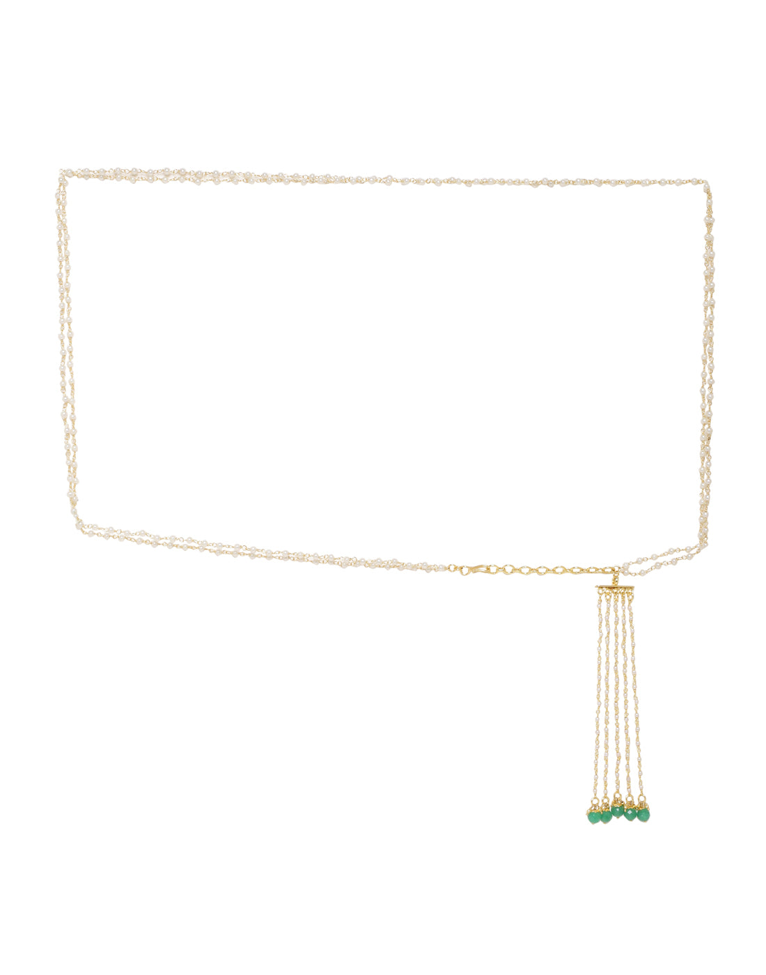 PEARL DOUBLE WAIST BELT WITH ONYX DROPS