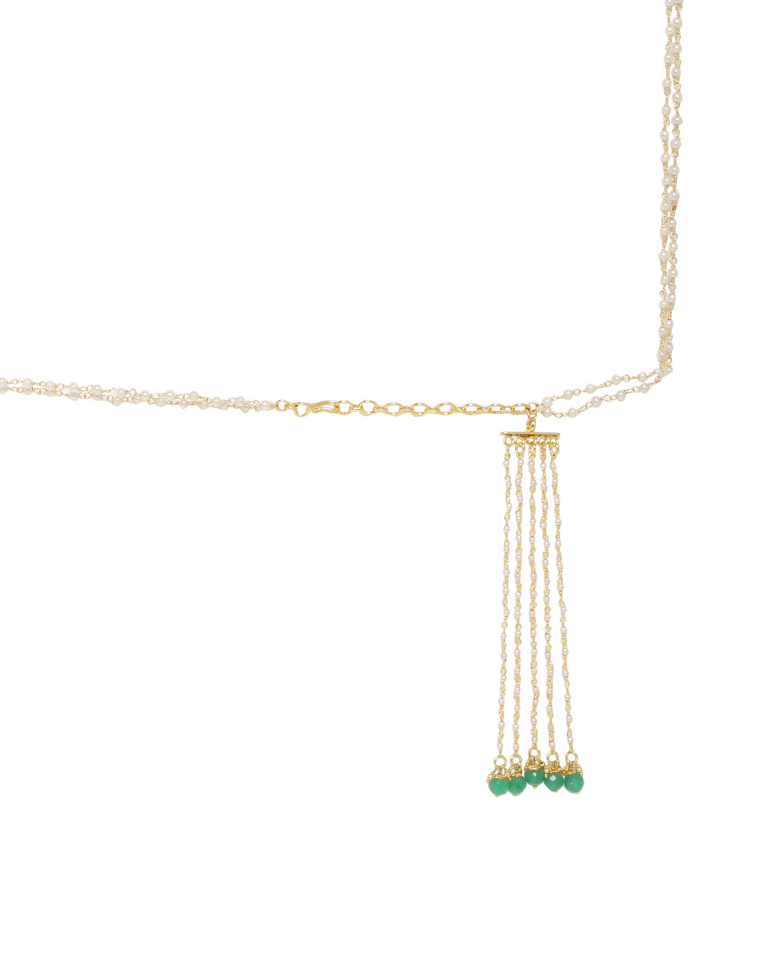 PEARL DOUBLE WAIST BELT WITH ONYX DROPS