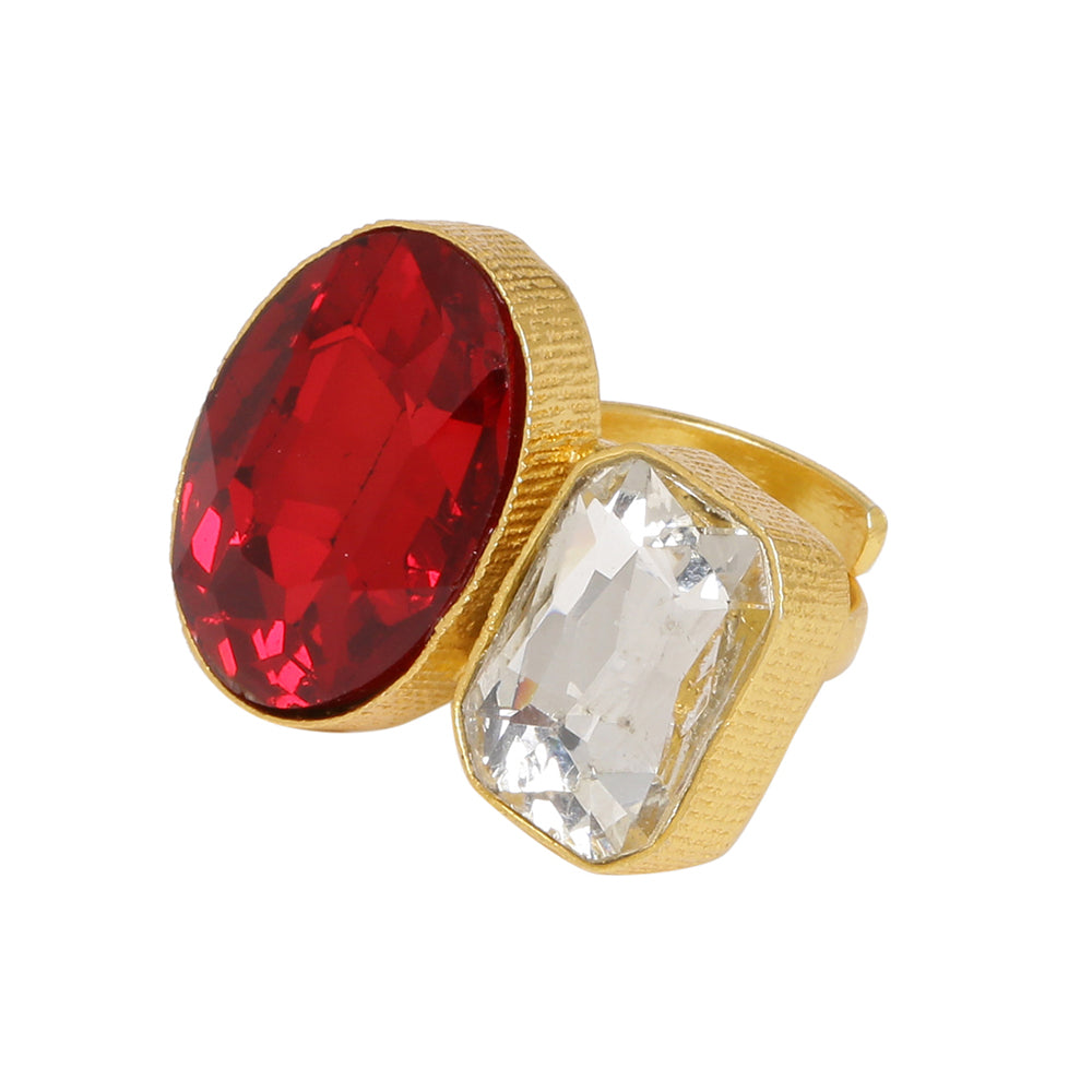 RED & WHITE CRYSTAL RING