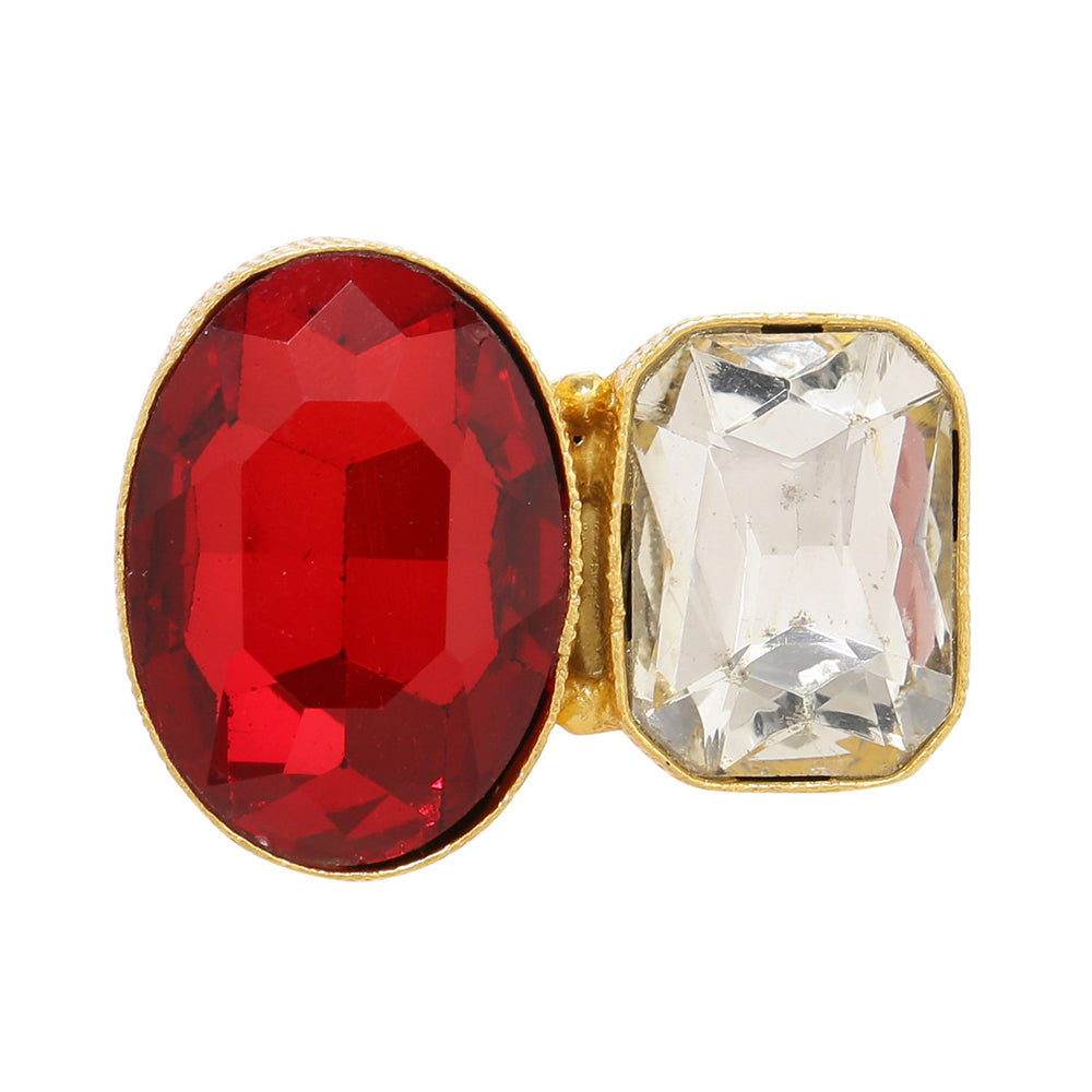 RED & WHITE CRYSTAL RING