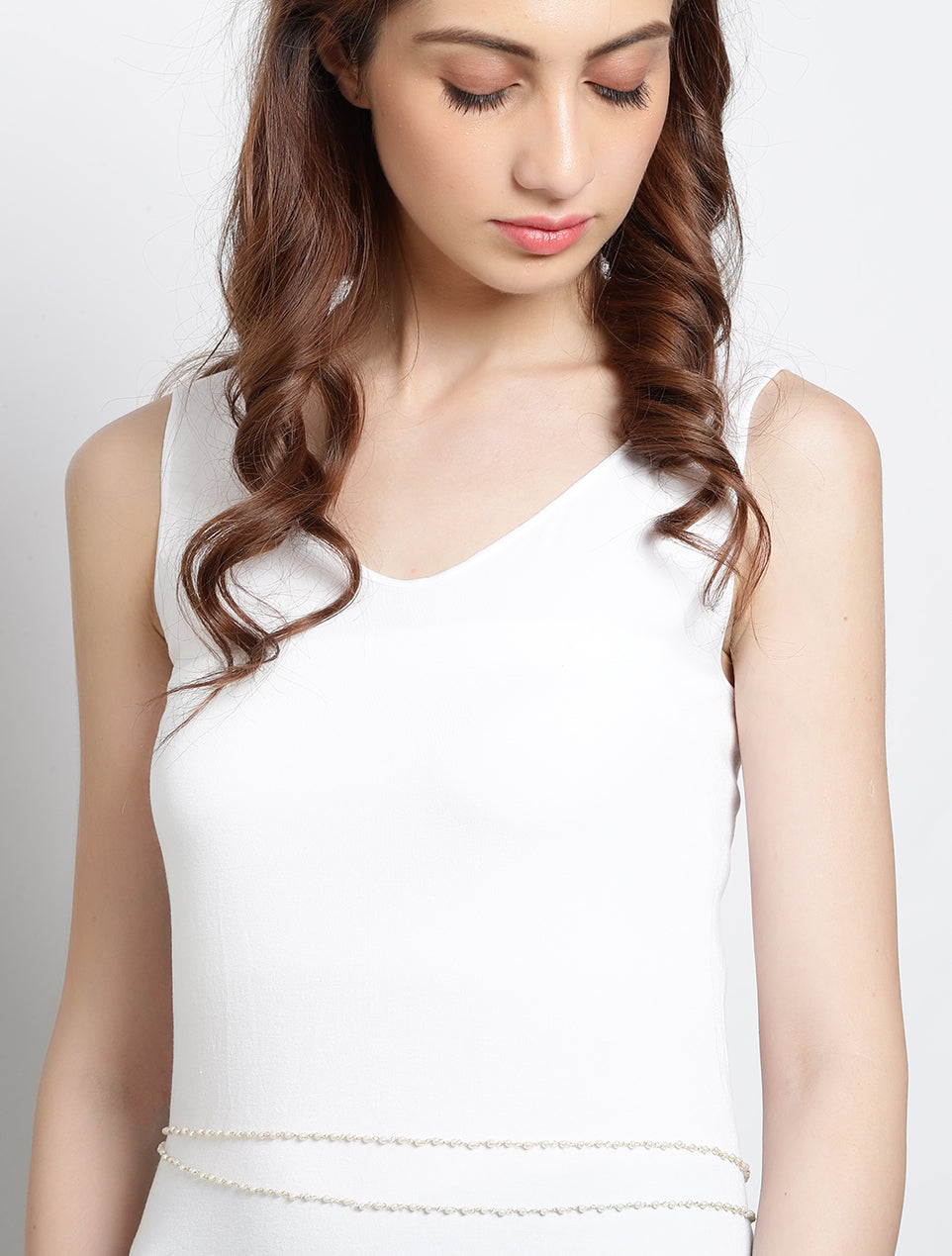 PEARL DOUBLE WAIST BELT WITH ONYX DROPS